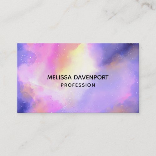 Purple Watercolor Swirls Outer Space Business Card