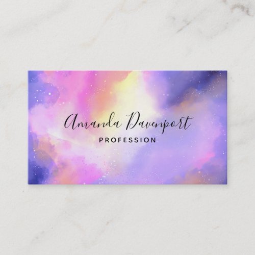 Purple Watercolor Swirls Outer Space Style Business Card