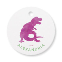 Purple Watercolor T-Rex Dinosaur From Birthday Favor Tags