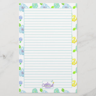 Purple Watercolor Teapot Lined Stationery
