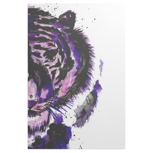 Purple Watercolor Tiger Half Face Gallery Wrap