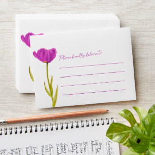 Purple watercolor tulip spring wedding envelope