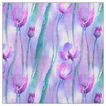 Purple Watercolor Tulips Fabric