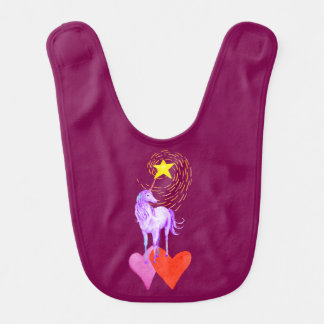 Purple Watercolor Unicorn Baby Bib