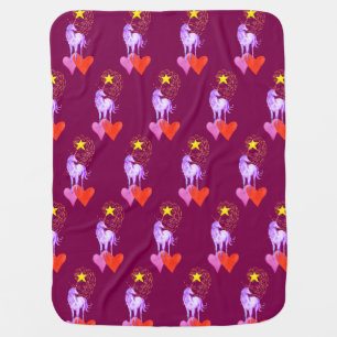 Purple Watercolor Unicorn Baby Blanket