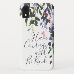 Purple Watercolor Vintage Floral Drop Quote iPhone XR Case