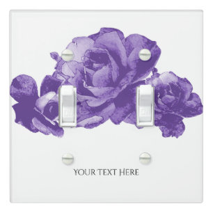 Purple Watercolor Vintage Roses Elegant Floral Light Switch Cover