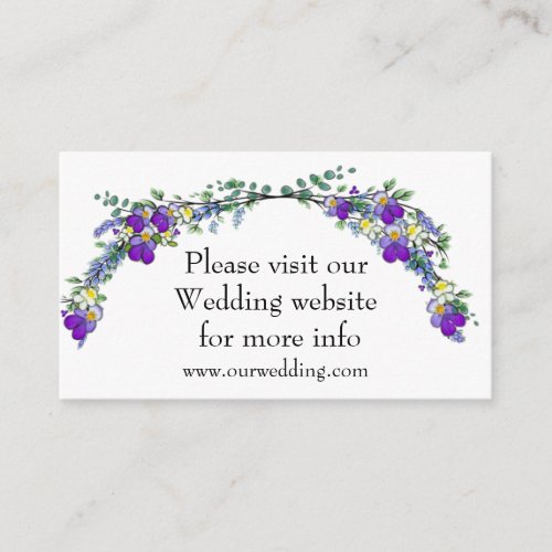 Purple watercolor violet Lavender Eucalyptus   Enclosure Card