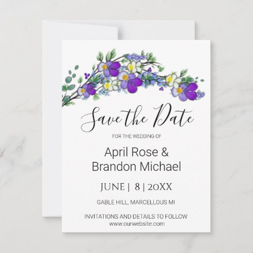 Purple watercolor violet Lavender Eucalyptus   Save The Date