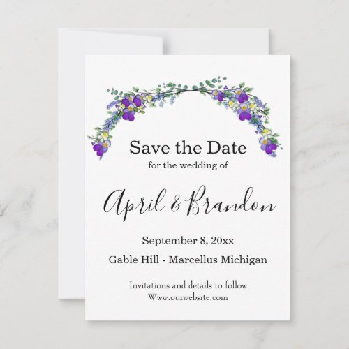 Purple watercolor violet Lavender Eucalyptus   Save The Date