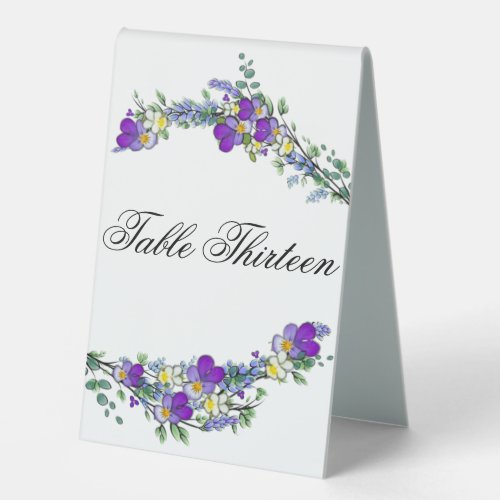 Purple watercolor violet Lavender Eucalyptus   Table Tent Sign