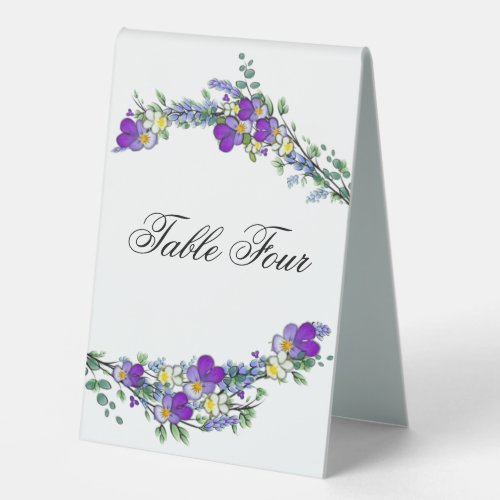 Purple watercolor violet Lavender Eucalyptus   Table Tent Sign