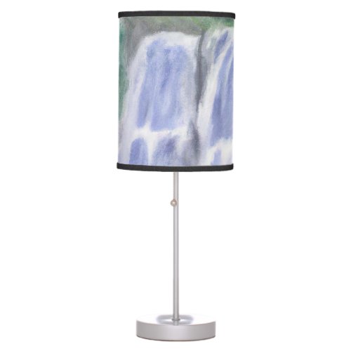 _ Purple Watercolor Waterfall Green Landscape Table Lamp