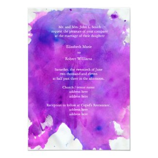 Purple Watercolor Wedding 5x7 Paper Invitation Card