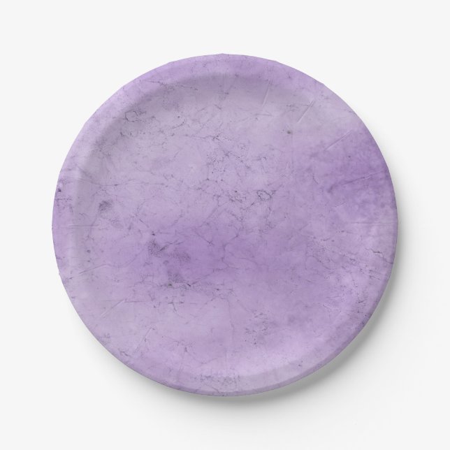 Purple Watercolor Wedding Bridal Shower Grunge Paper Plates (Front)