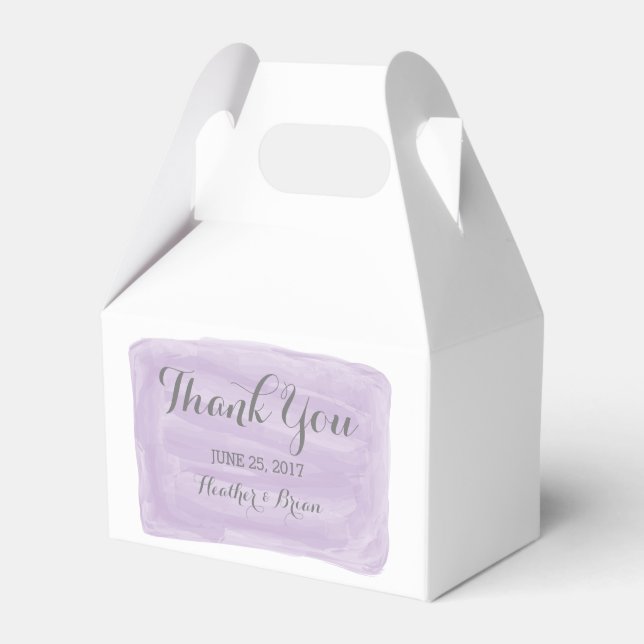 Purple Watercolor Wedding Favor Boxes (Front Side)