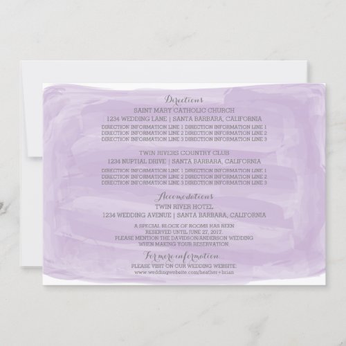 Purple Watercolor Wedding Information Card