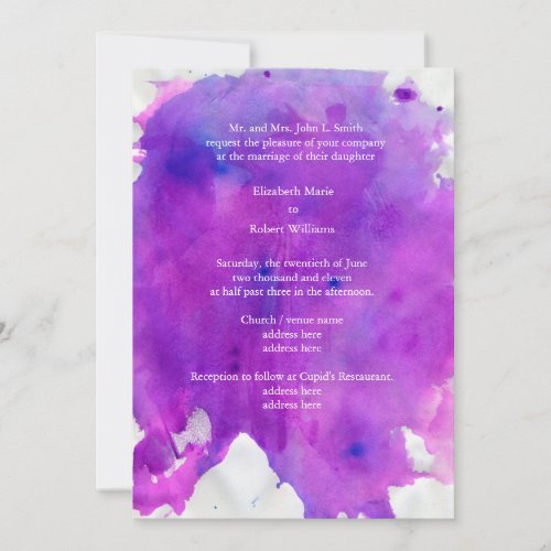 Purple Watercolor Wedding Invitation