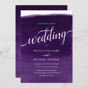Purple Watercolor Wedding Invitation
