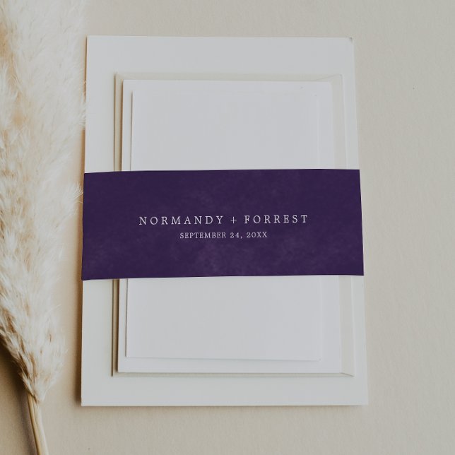 Purple Watercolor Wedding Invitation Belly Band (Creator Uploaded)