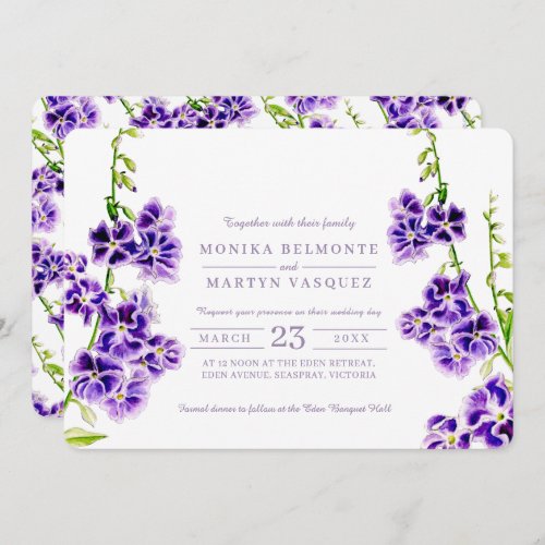 Purple watercolor wedding invitations