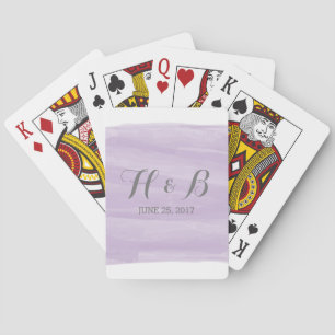 Purple Watercolor Wedding Playing Cards