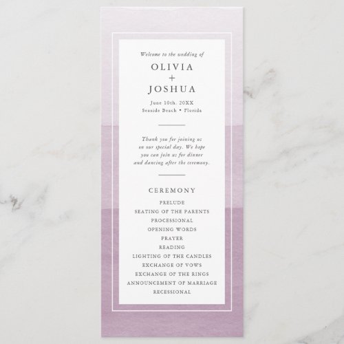 Purple Watercolor Wedding Program