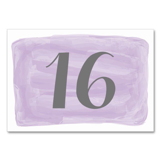 Purple Watercolor Wedding Table Card (Front)