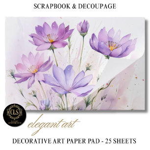 Purple Watercolor Wildflower 25 Sheet Paper Pad