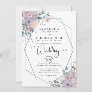 Purple Watercolor Wildflower Floral Wedding Invitation
