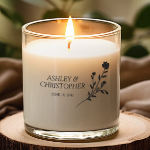 Purple Watercolor Wildflower Wedding Scented Candle