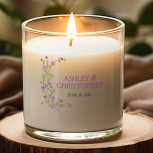 Purple Watercolor Wildflower Wedding Scented Candle