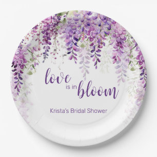 Purple Watercolor Wisteria Bridal Shower Paper Plates