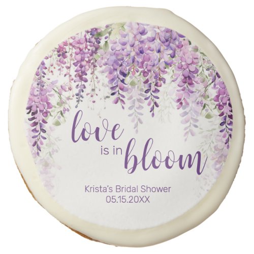 Purple Watercolor Wisteria Bridal Shower Sugar Cookie