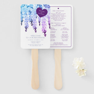 Purple Watercolor Wisteria Floral Wedding Hand Fan