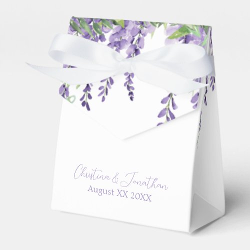 Purple Watercolor Wisteria Flowers Favor Boxes