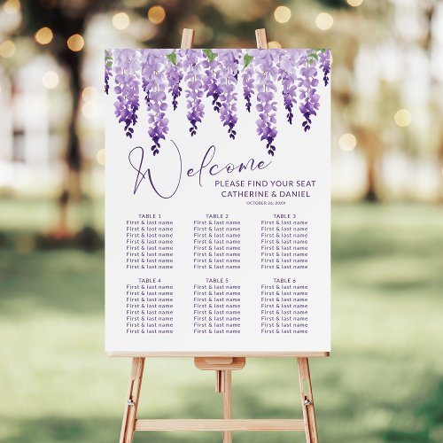 Purple Watercolor Wisteria Lilac Floral Wedding Foam Board