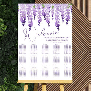 Purple Watercolor Wisteria Lilac Floral Wedding Foam Board