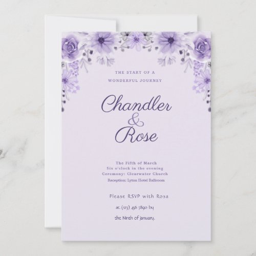 Purple Watercolor wisteria Wedding Invitation