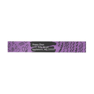 Purple Watercolor with squiggles and doodles Wrap Around Address Label