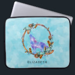 Purple Watercolor Wolf with a Boho Wreath Custom Laptop Sleeve<br><div class="desc">A laptop sleeve with a graphic illustration composed of a purple watercolor wolf,  in a classic howling pose. Surrounded by an illustrated wreath of wood,  crystals,  feathers and beads. Cool native american motif with a boho style.</div>