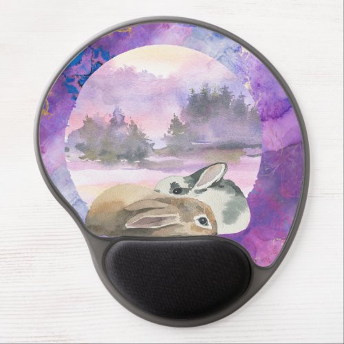 Purple Watercolor Year of Rabbits Gel Mouse Pad
