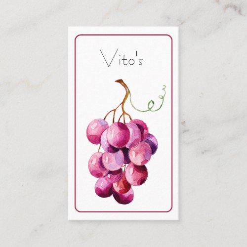 Purple Watercolored Bunch of Grapes Business Card