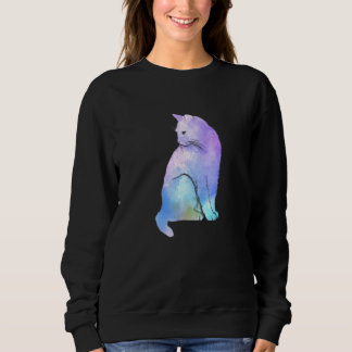 Purple Watercolors Fun Cat Art Fur Meow Animal Sweatshirt