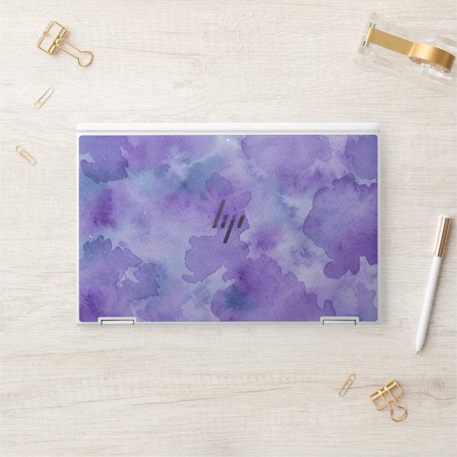Purple watercolour art pattern HP laptop skin (Desk)