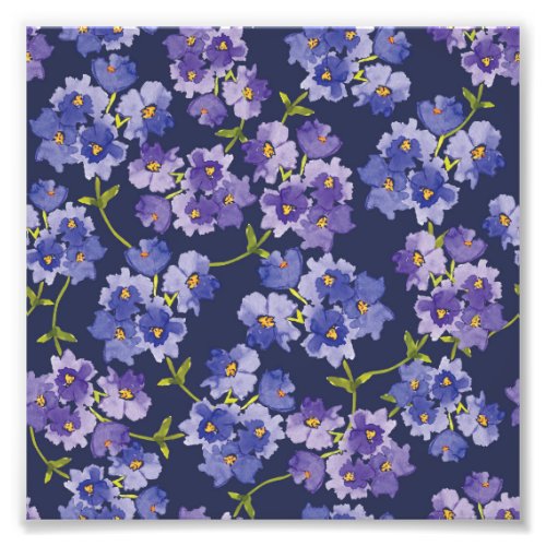 Purple Watercolour Blossoms Floral Photo Print