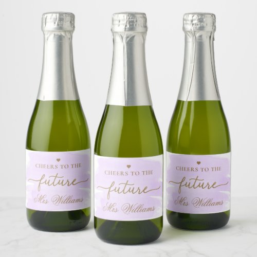 Purple Watercolour Bridal Shower Sparkling Wine La Sparkling Wine Label