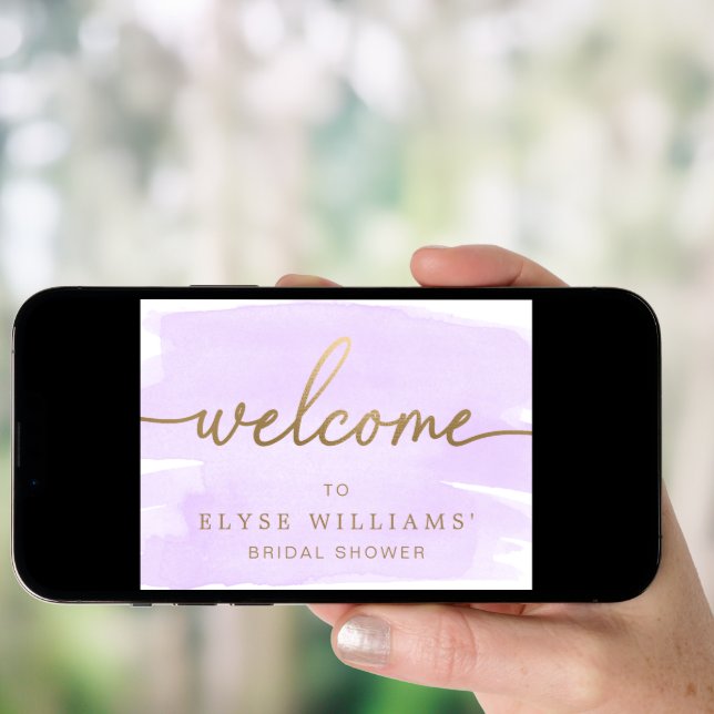 Purple Watercolour Bridal Shower Welcome Sign (Front Digital)
