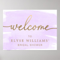 Purple Watercolour Bridal Shower Welcome Sign