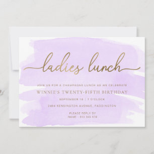 Purple Watercolour Gold Ladies Lunch Invitation